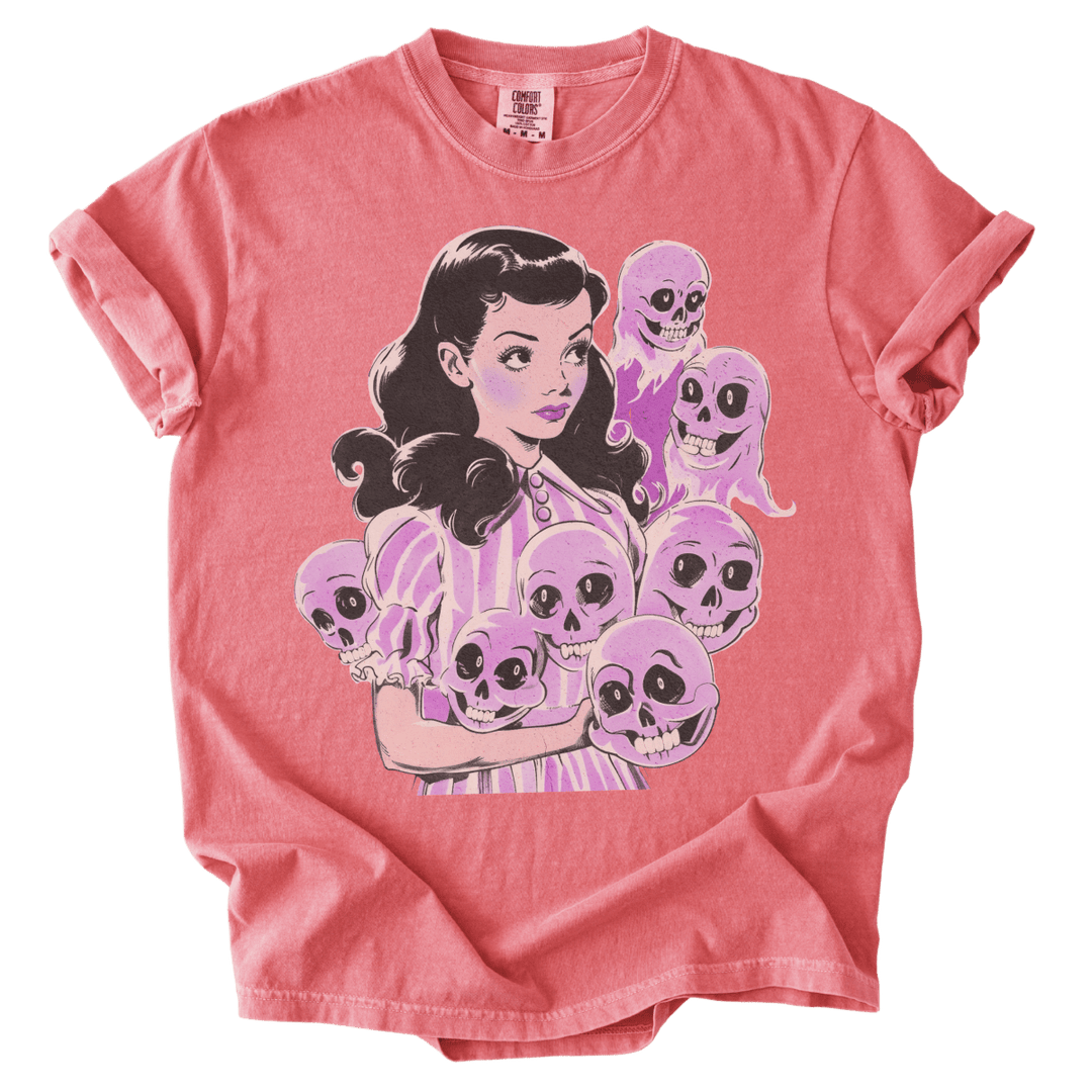 Pinup Purple Girl With Her Ghouls Tee - The Rogue Petal Co. - T-Shirt