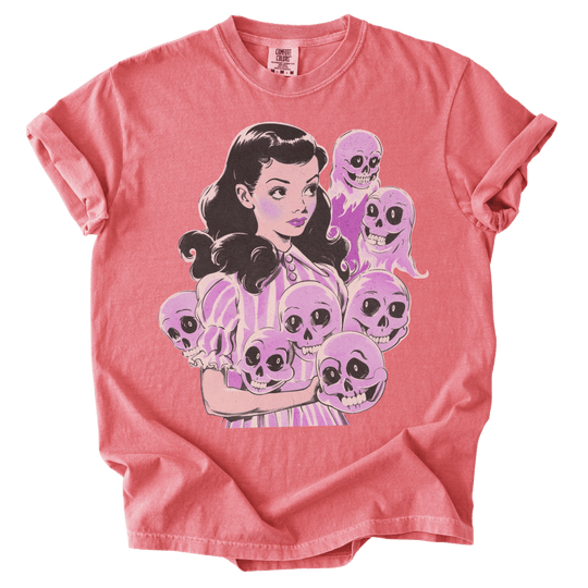 Pinup Purple Girl With Her Ghouls Tee - The Rogue Petal Co. - T-Shirt