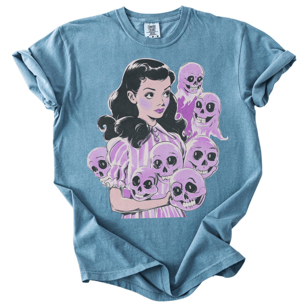 Pinup Purple Girl With Her Ghouls Tee - The Rogue Petal Co. - T-Shirt