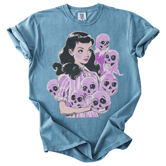 Pinup Purple Girl With Her Ghouls Tee - The Rogue Petal Co. - T-Shirt
