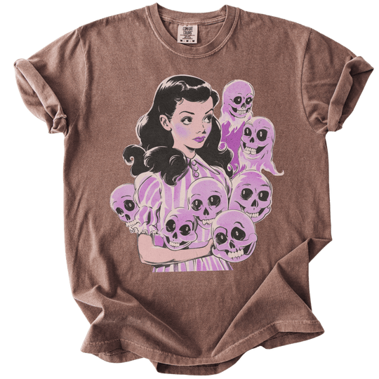Pinup Purple Girl With Her Ghouls Tee - The Rogue Petal Co. - T-Shirt