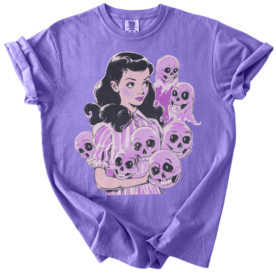 Pinup Purple Girl With Her Ghouls Tee - The Rogue Petal Co. - T-Shirt