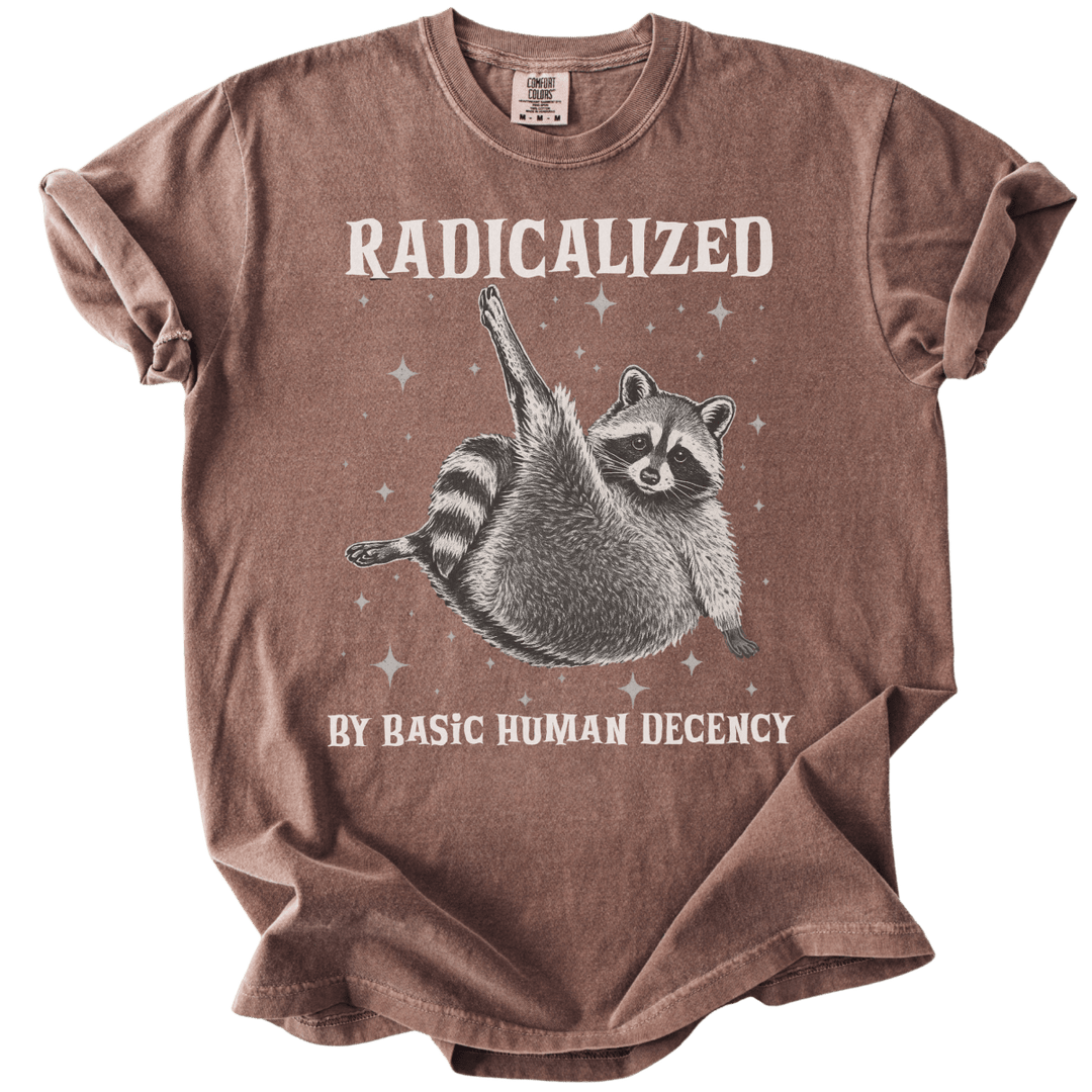 Raccoon Radicalized by Basic Human Decency Tee - The Rogue Petal Co. - T-Shirt