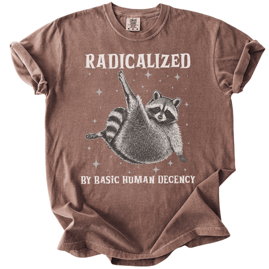 Raccoon Radicalized by Basic Human Decency Tee - The Rogue Petal Co. - T-Shirt