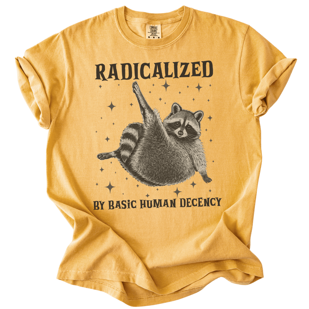 Raccoon Radicalized by Basic Human Decency Tee - The Rogue Petal Co. - T-Shirt