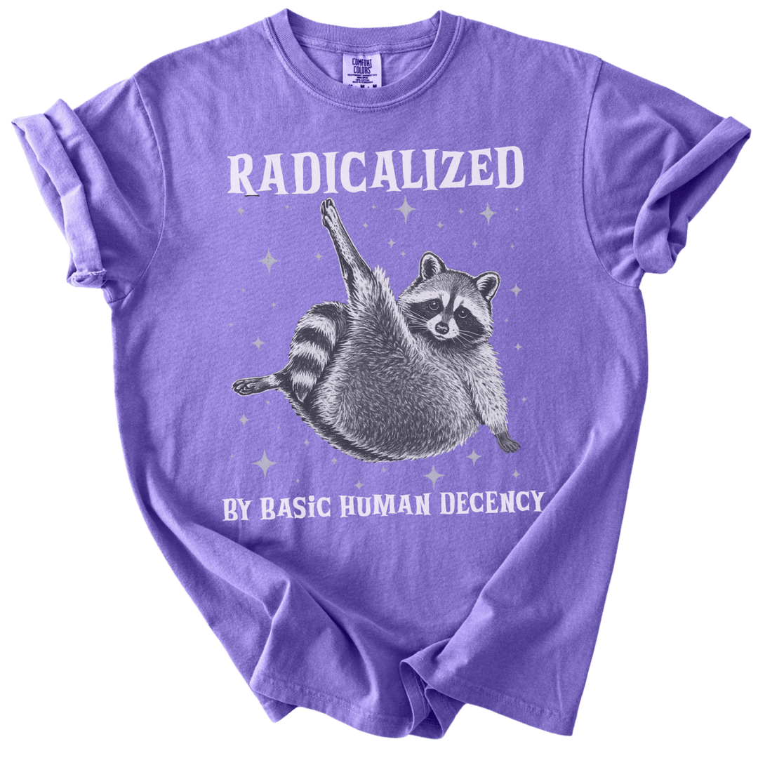 Raccoon Radicalized by Basic Human Decency Tee - The Rogue Petal Co. - T-Shirt