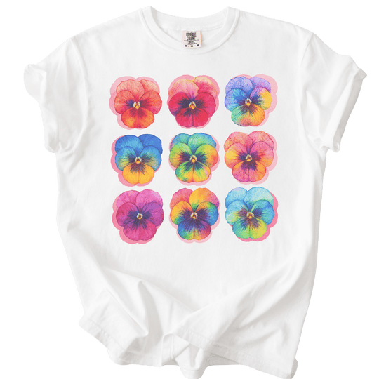 Rainbow Pride Pansies Tee - The Rogue Petal Co. - T-Shirt