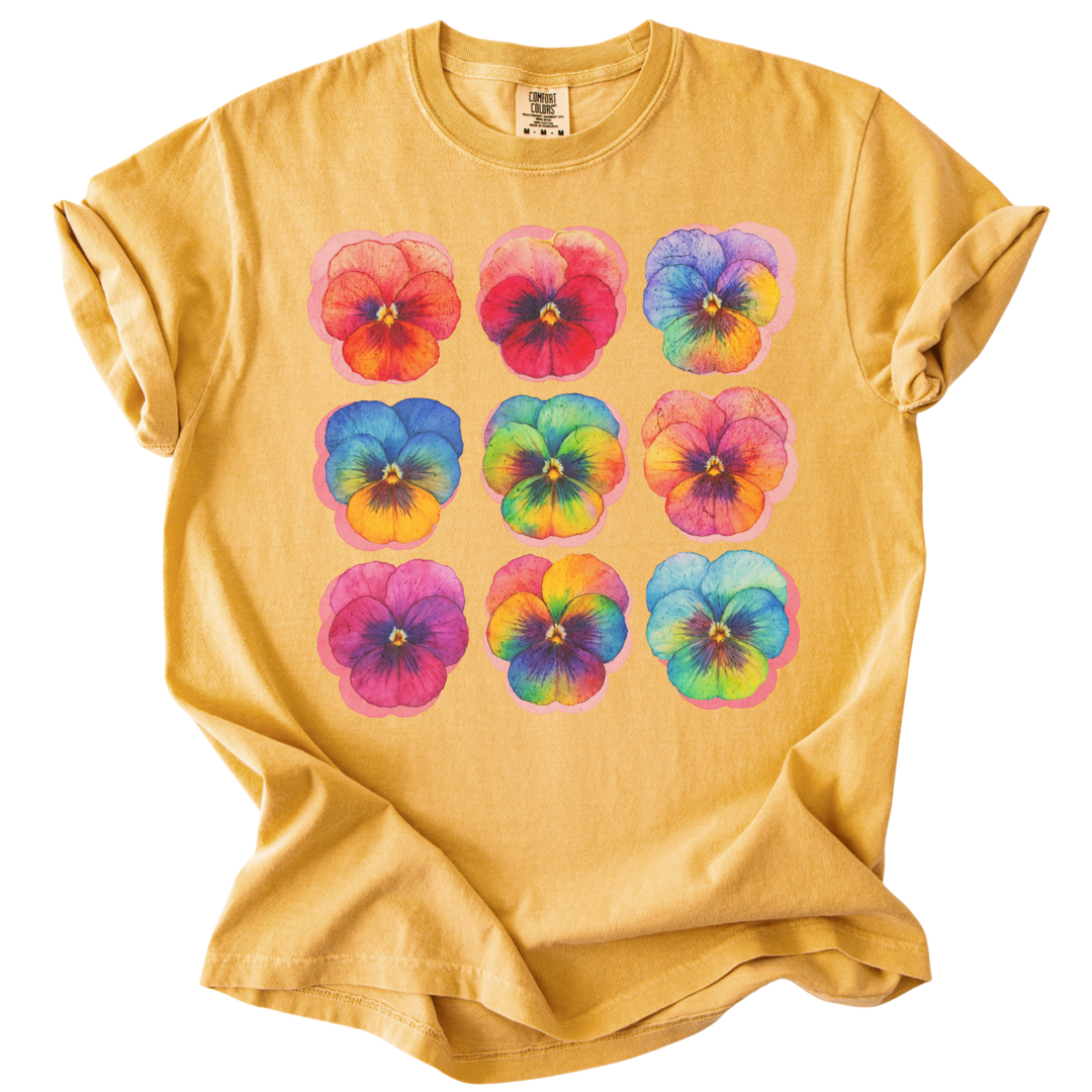 Rainbow Pride Pansies Tee - The Rogue Petal Co. - T-Shirt