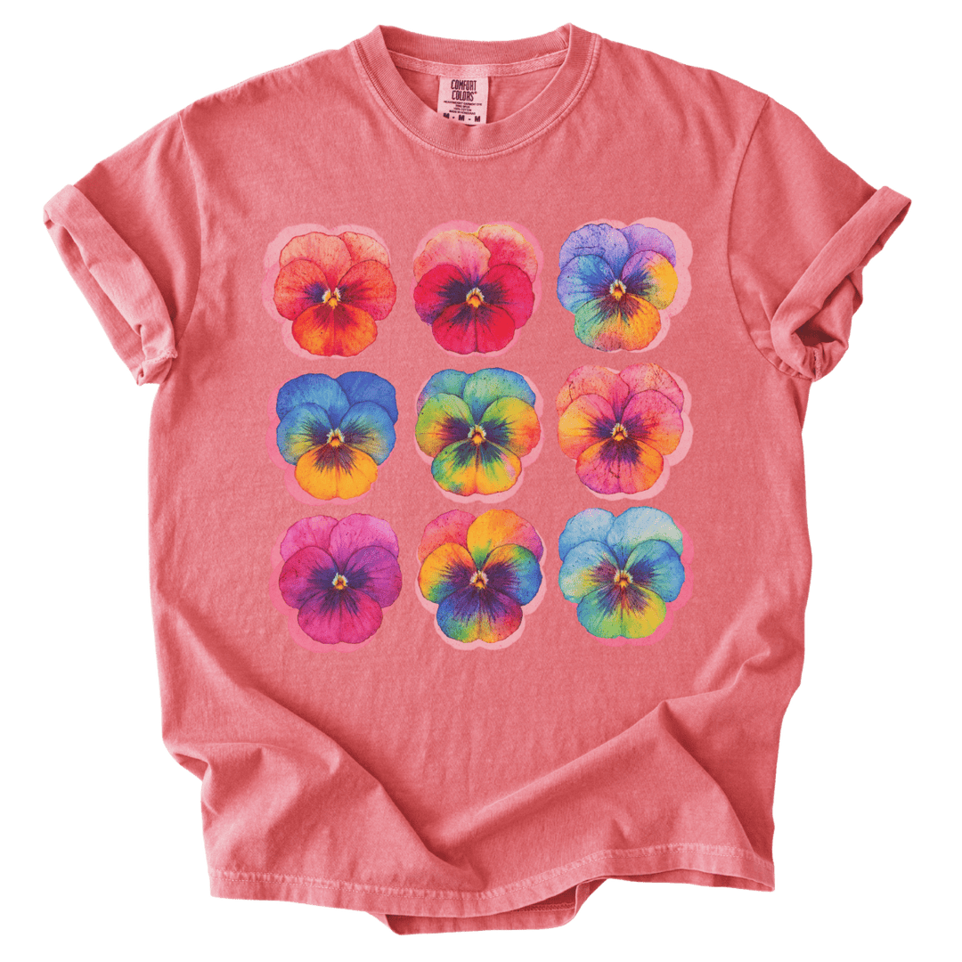 Rainbow Pride Pansies Tee - The Rogue Petal Co. - T-Shirt