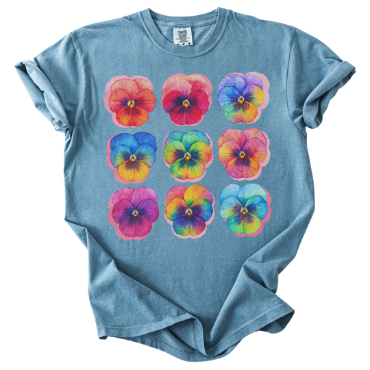 Rainbow Pride Pansies Tee - The Rogue Petal Co. - T-Shirt