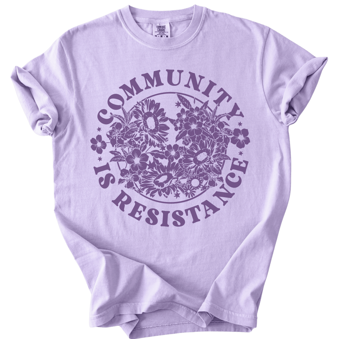 Retro Floral Community is Resistance Tee - The Rogue Petal Co. - T-Shirt