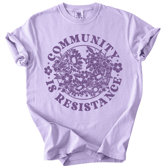 Retro Floral Community is Resistance Tee - The Rogue Petal Co. - T-Shirt