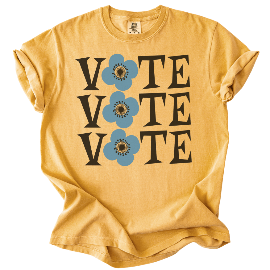 Retro Vote Blue Flower Tee - The Rogue Petal Co. -
