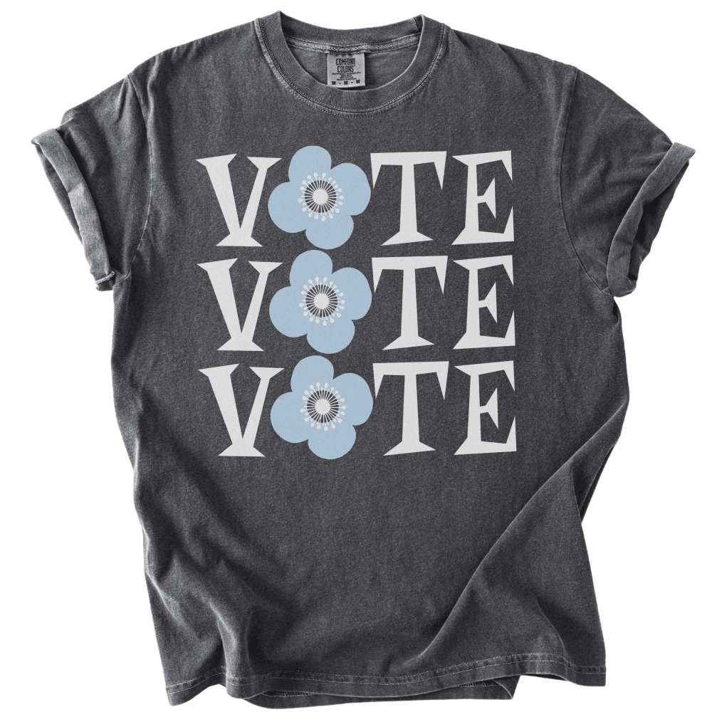 Retro Vote Blue Flower Tee - The Rogue Petal Co. -