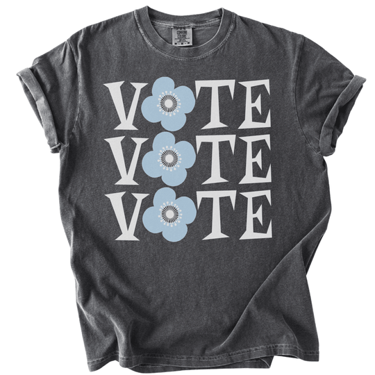 Retro Vote Blue Flower Tee - The Rogue Petal Co. -