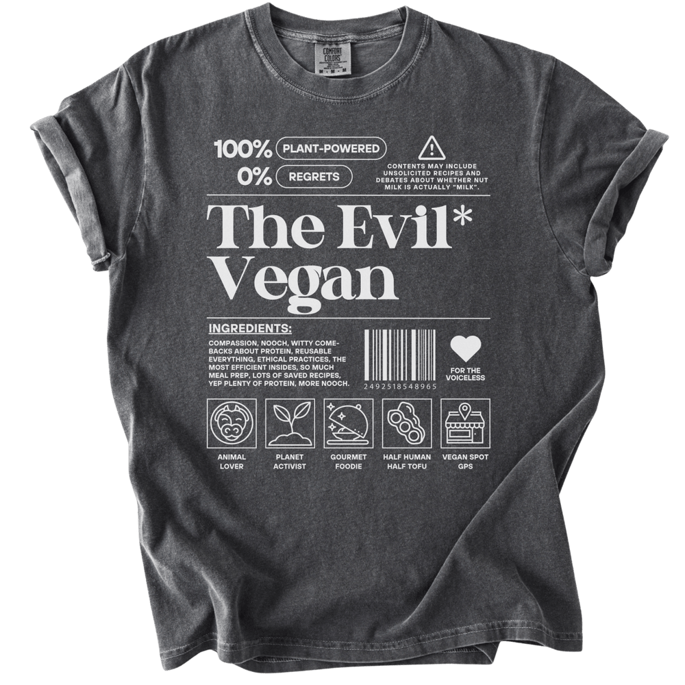 The Evil Vegan Nutrition Label Tee - The Rogue Petal Co. - T-Shirt