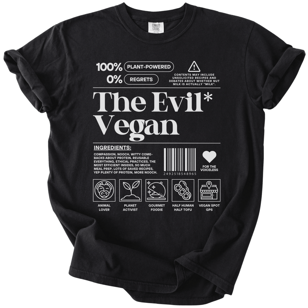 The Evil Vegan Nutrition Label Tee - The Rogue Petal Co. - T-Shirt