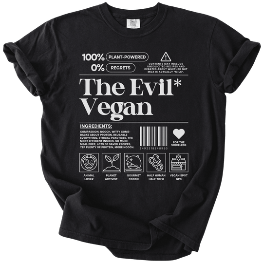 The Evil Vegan Nutrition Label Tee - The Rogue Petal Co. - T-Shirt