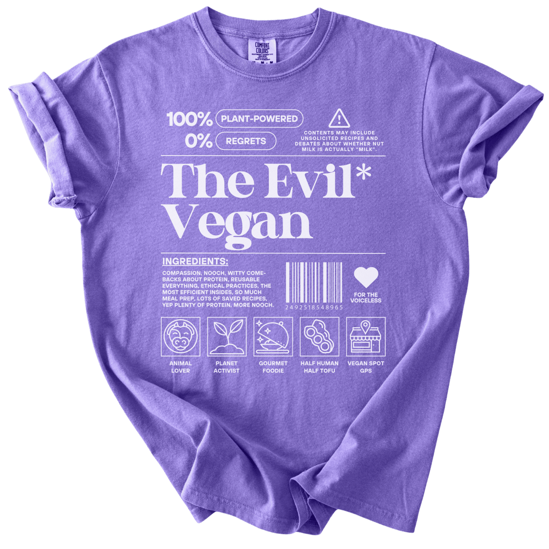 The Evil Vegan Nutrition Label Tee - The Rogue Petal Co. - T-Shirt