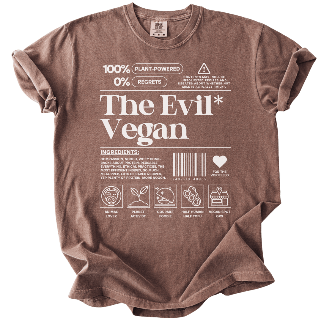 The Evil Vegan Nutrition Label Tee - The Rogue Petal Co. - T-Shirt