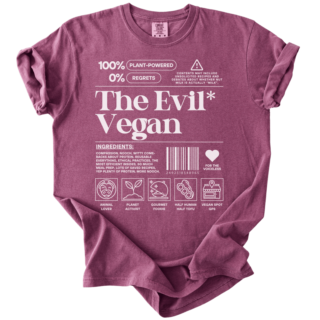 The Evil Vegan Nutrition Label Tee - The Rogue Petal Co. - T-Shirt