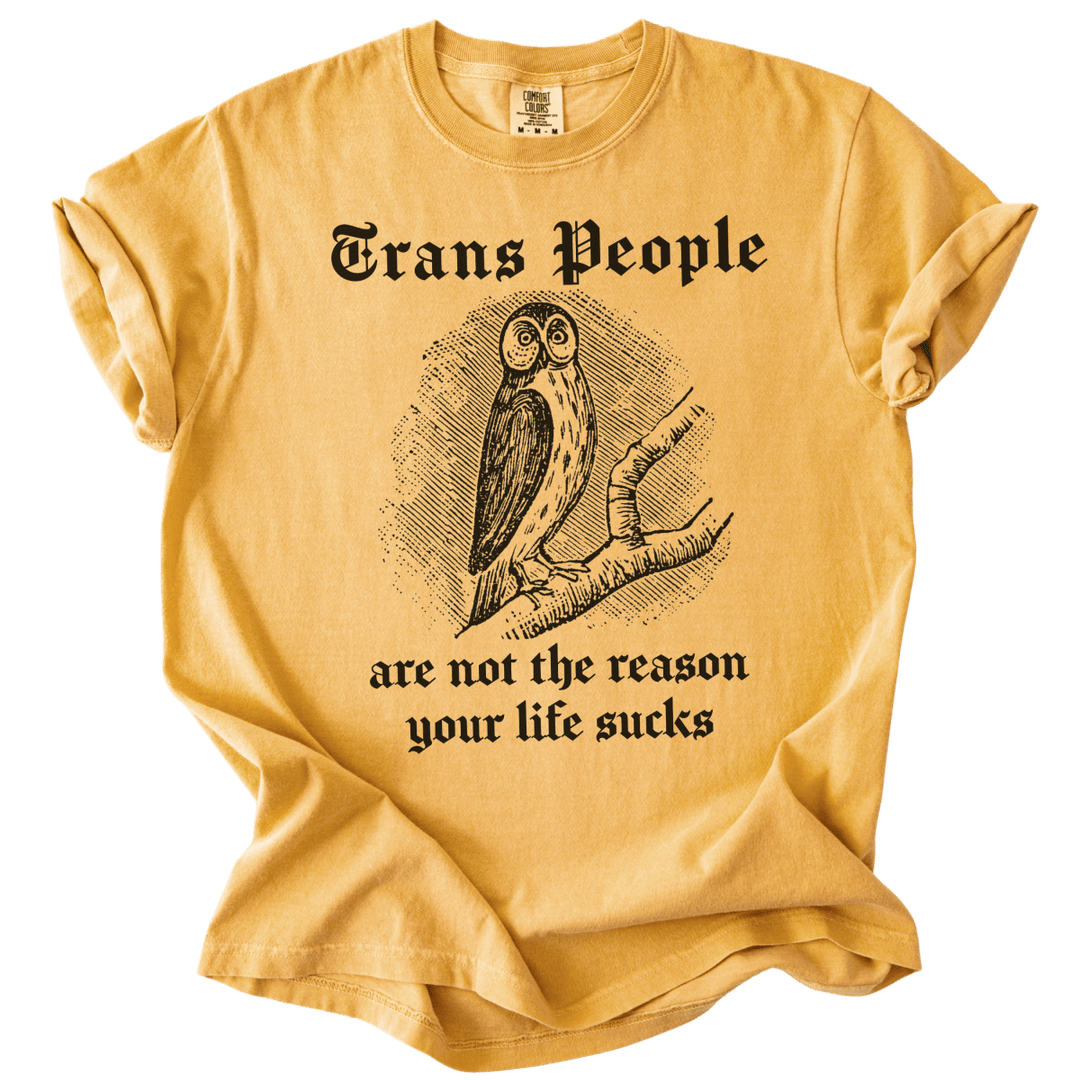 Trans People Are Not The Reason Owl Tee - The Rogue Petal Co. - T-Shirt