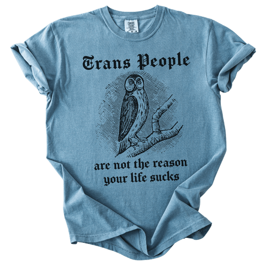 Trans People Are Not The Reason Owl Tee - The Rogue Petal Co. - T-Shirt