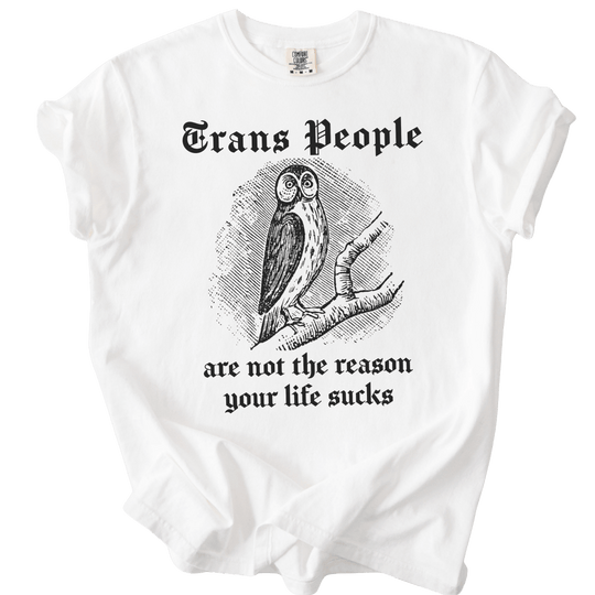 Trans People Are Not The Reason Owl Tee - The Rogue Petal Co. - T-Shirt