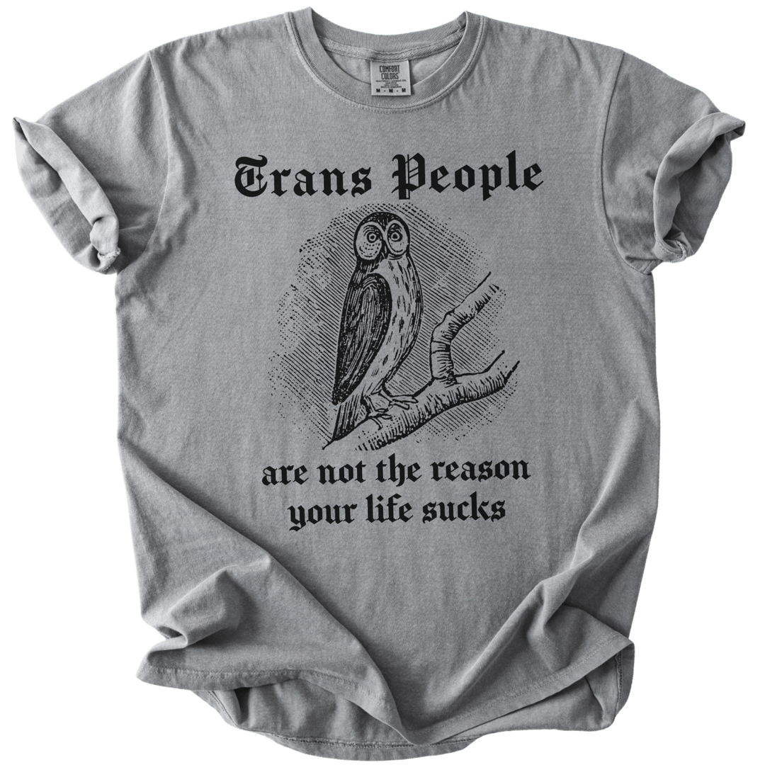 Trans People Are Not The Reason Owl Tee - The Rogue Petal Co. - T-Shirt