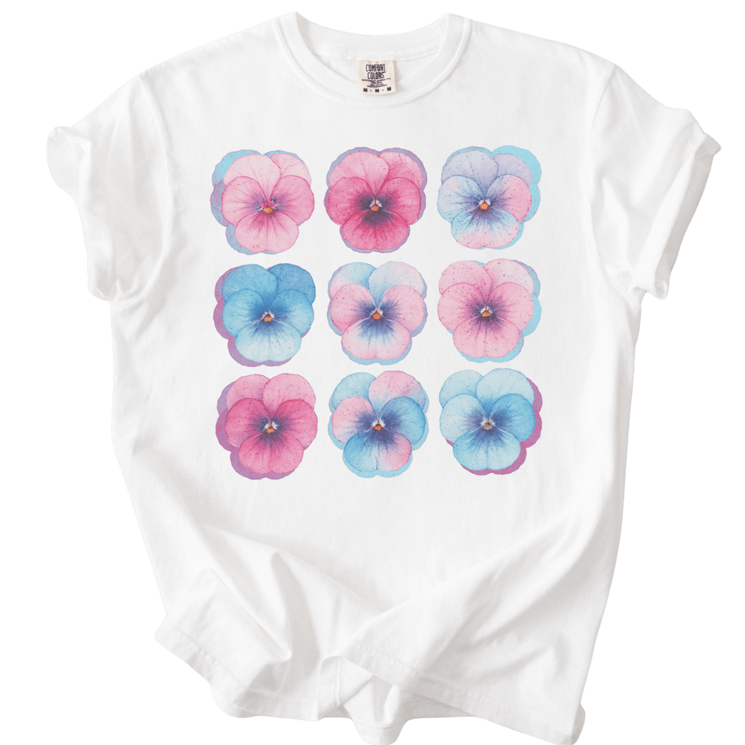 Trans Pride Pansies Tee - The Rogue Petal Co. - T-Shirt