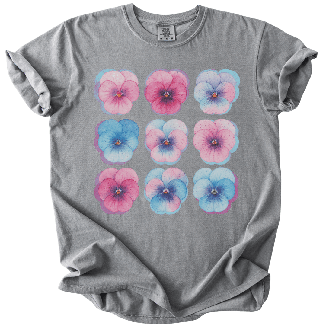 Trans Pride Pansies Tee - The Rogue Petal Co. - T-Shirt