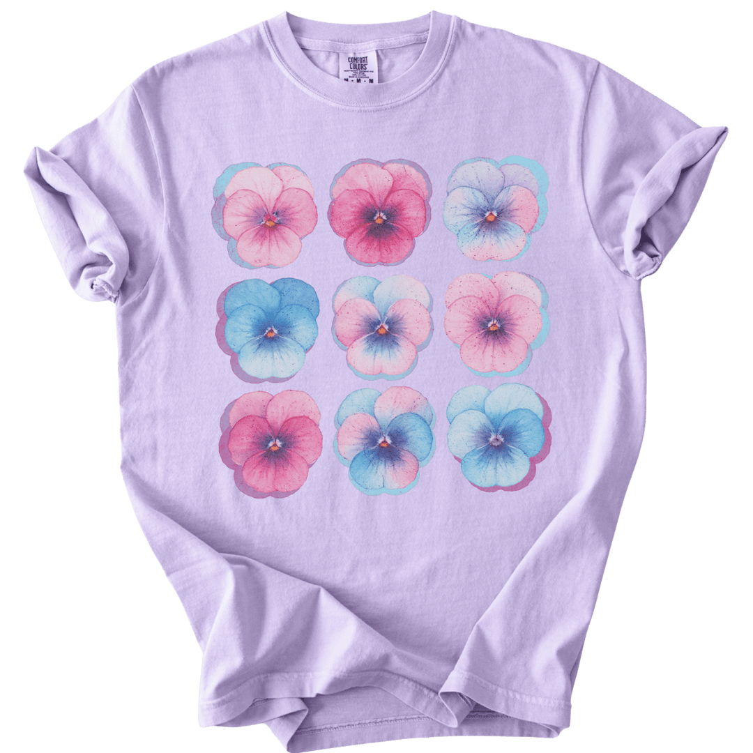 Trans Pride Pansies Tee - The Rogue Petal Co. - T-Shirt