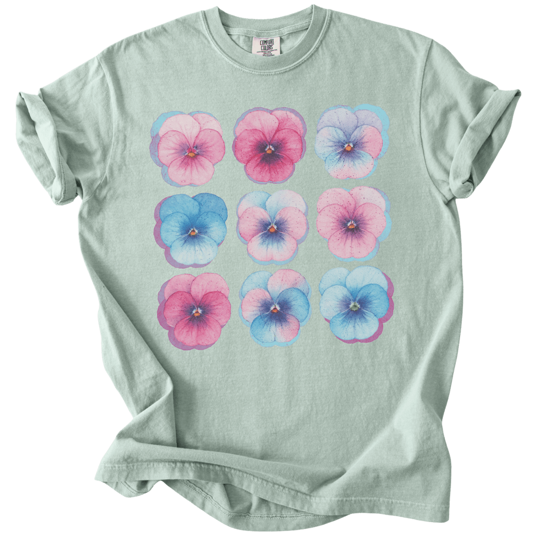 Trans Pride Pansies Tee - The Rogue Petal Co. - T-Shirt