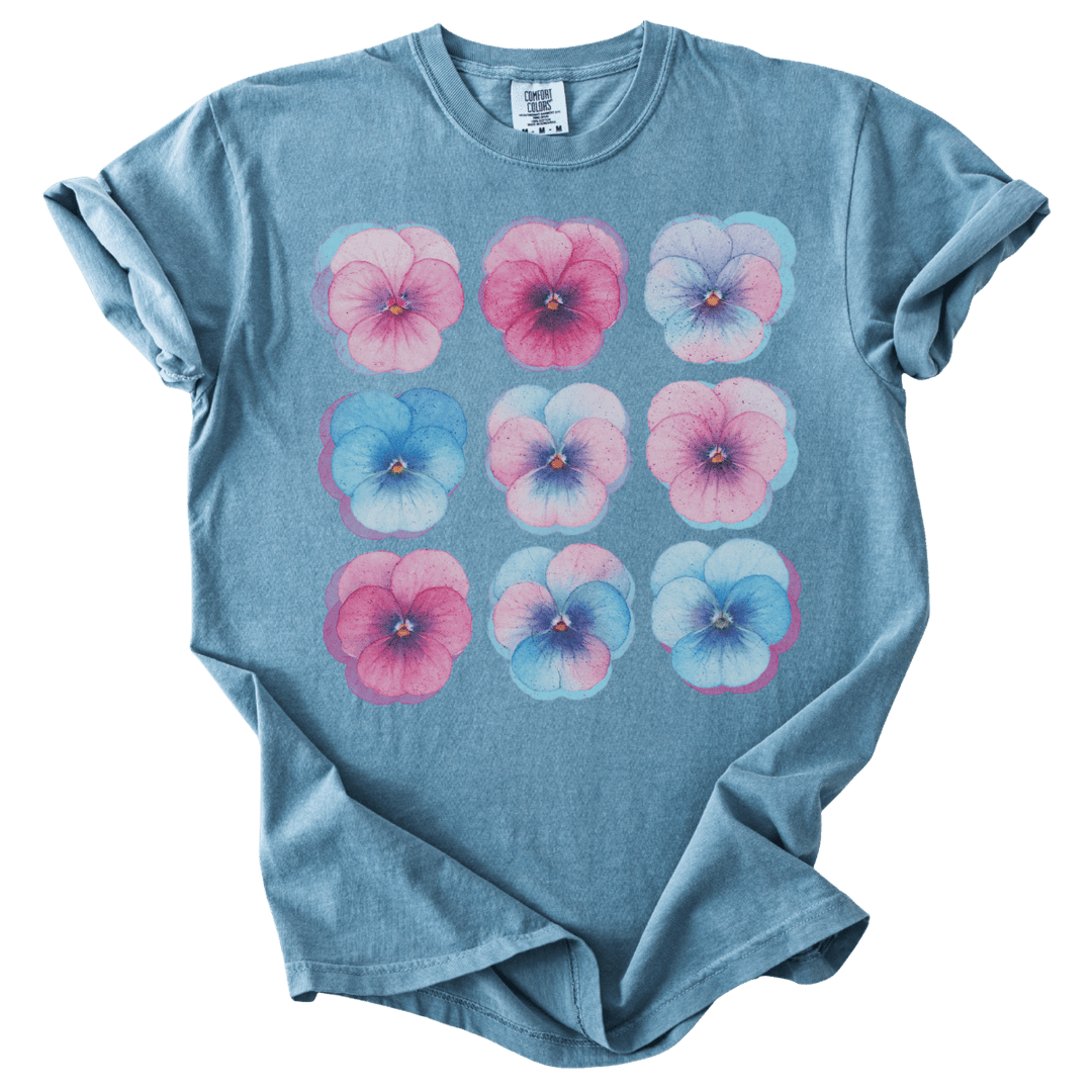 Trans Pride Pansies Tee - The Rogue Petal Co. - T-Shirt