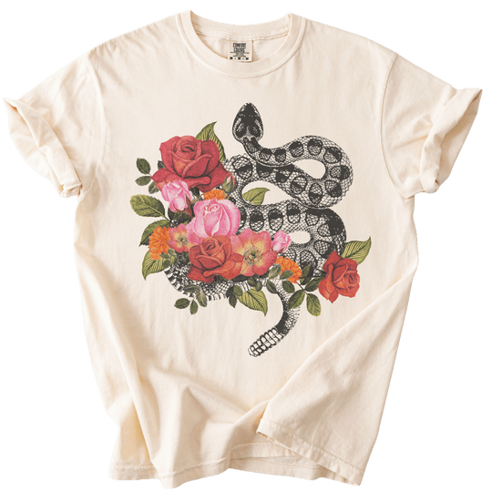 Vintage Floral Snake Tee - The Rogue Petal Co. - T-Shirt