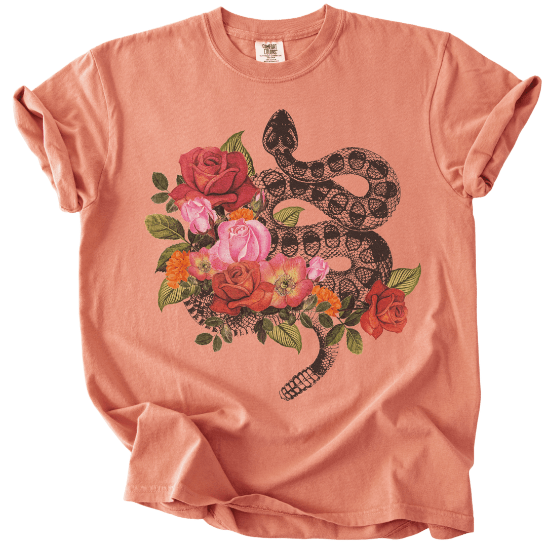 Vintage Floral Snake Tee - The Rogue Petal Co. - T-Shirt