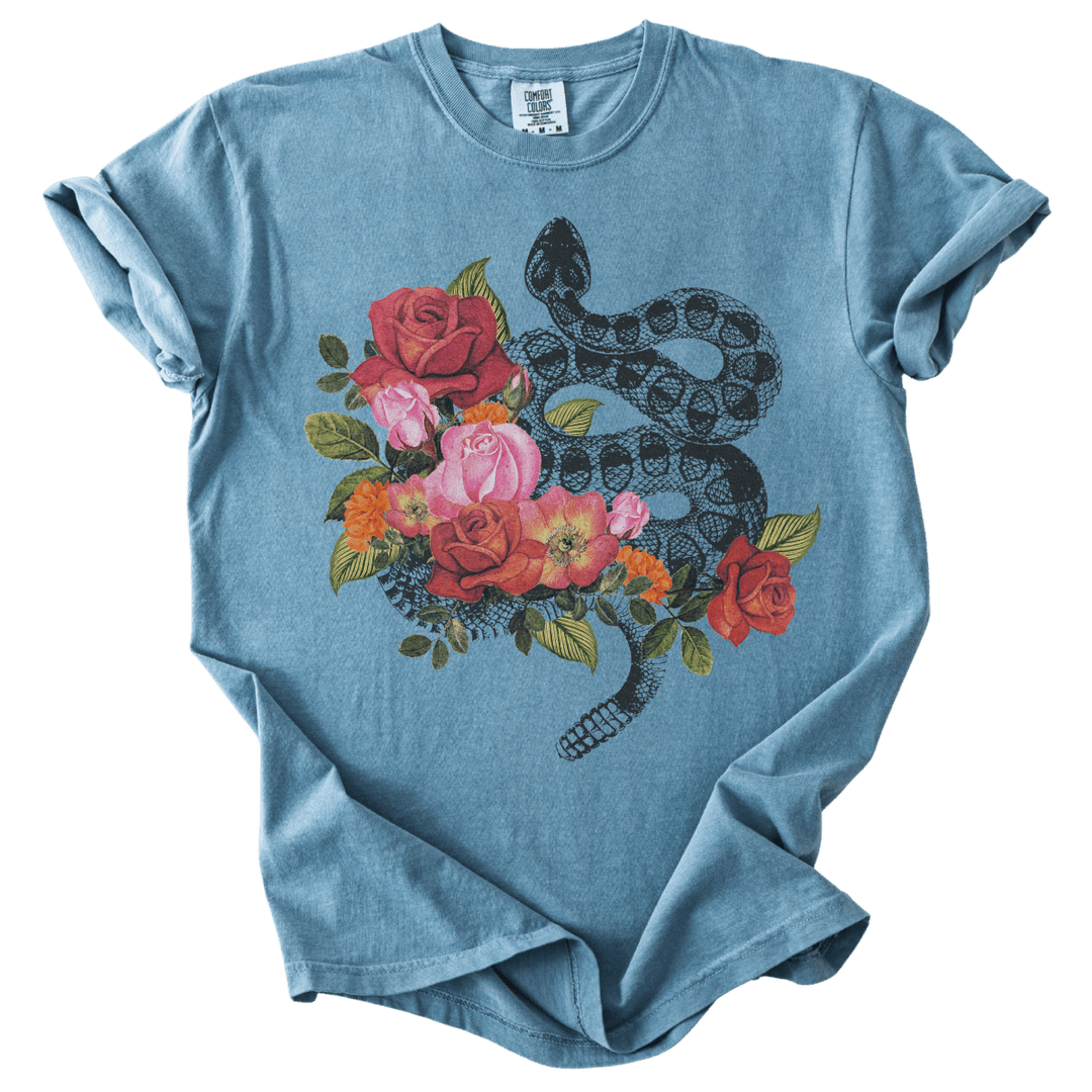 Vintage Floral Snake Tee - The Rogue Petal Co. - T-Shirt