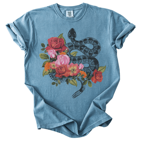 Vintage Floral Snake Tee - The Rogue Petal Co. - T-Shirt