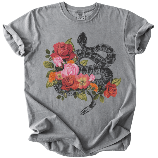 Vintage Floral Snake Tee - The Rogue Petal Co. - T-Shirt