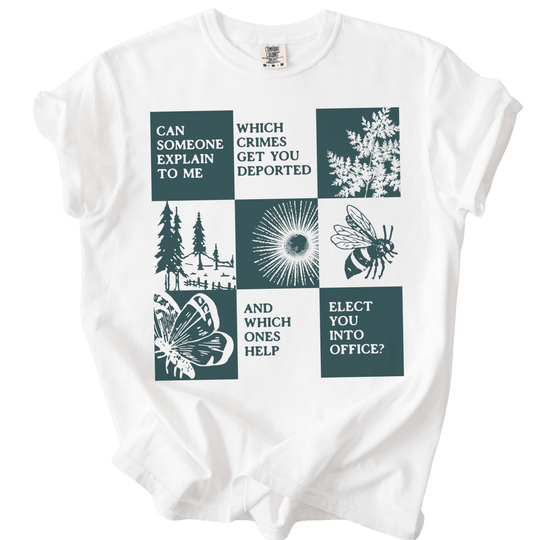 Which Crimes Get You Deported Vs Elected Tee - The Rogue Petal Co. - T-Shirt