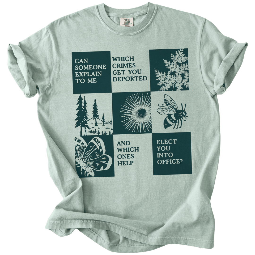 Which Crimes Get You Deported Vs Elected Tee - The Rogue Petal Co. - T-Shirt