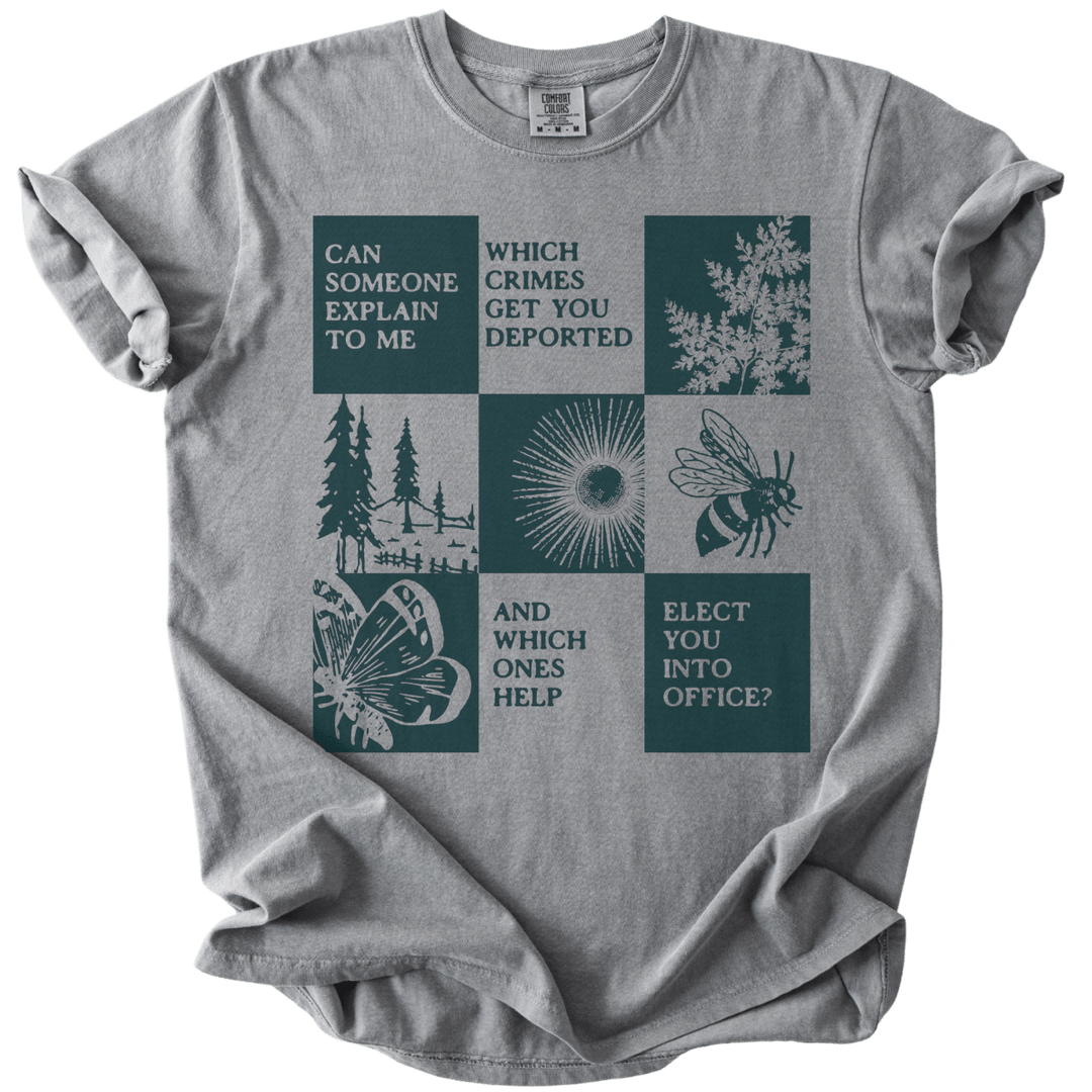 Which Crimes Get You Deported Vs Elected Tee - The Rogue Petal Co. - T-Shirt