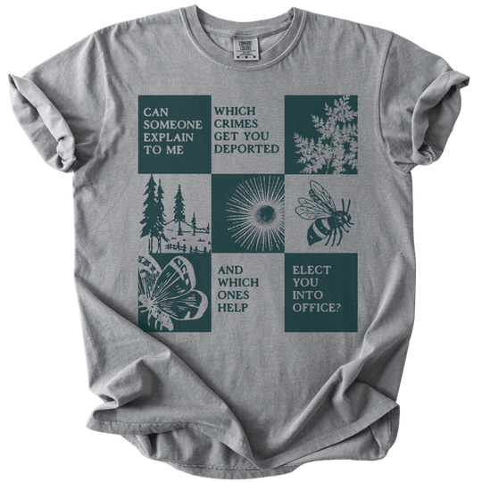 Which Crimes Get You Deported Vs Elected Tee - The Rogue Petal Co. - T-Shirt