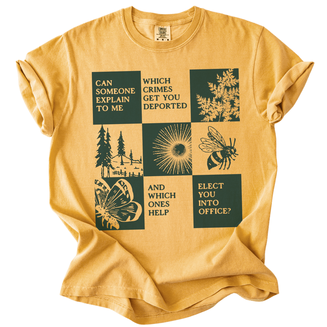 Which Crimes Get You Deported Vs Elected Tee - The Rogue Petal Co. - T-Shirt